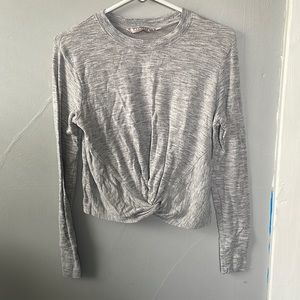 Athleta size XS gray twist front sweatshirt cozy Athleisure workout activewear